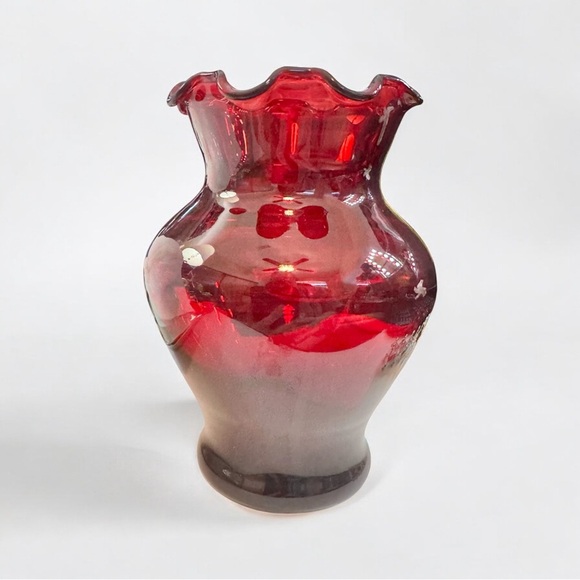 🎈Vintage Anchor Hocking Royal Ruby Ruffle Posy Bud Vase - Picture 5 of 7